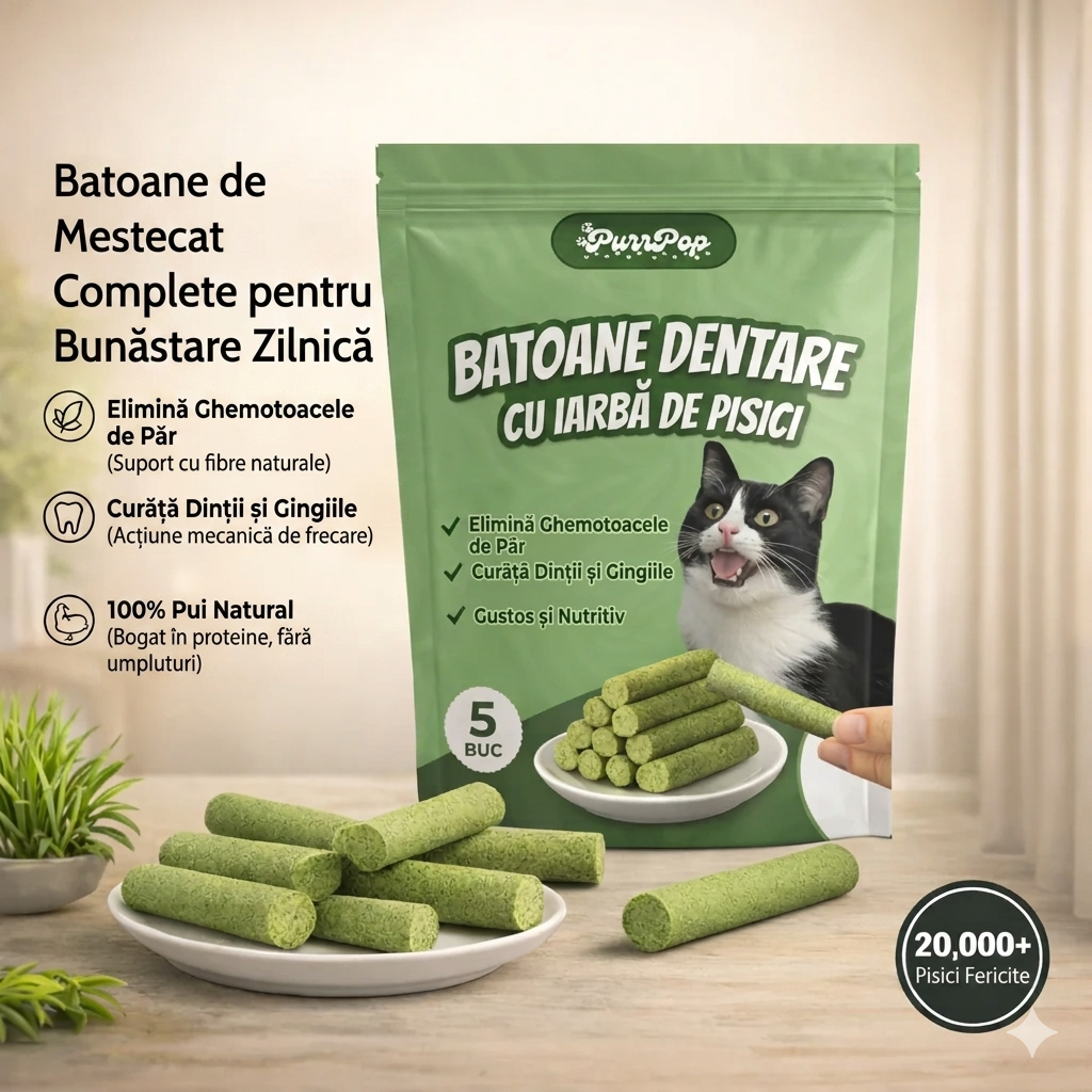Merchis - Bețișoare naturale de catnip pentru dinți sănătoși și îndepărtarea ghemotoacelor de păr