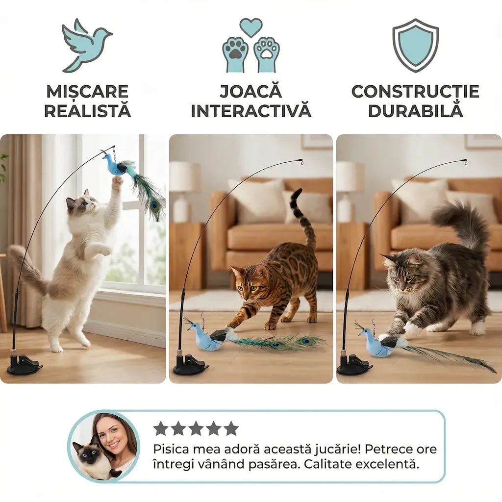 Pasăre de jucărie Merchis - o jucărie interactivă pentru pisici